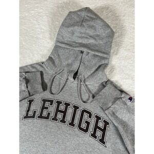 Champion Lehigh University Mountain Hawks Gray Spellout Hooded Sweatshirt Mens M